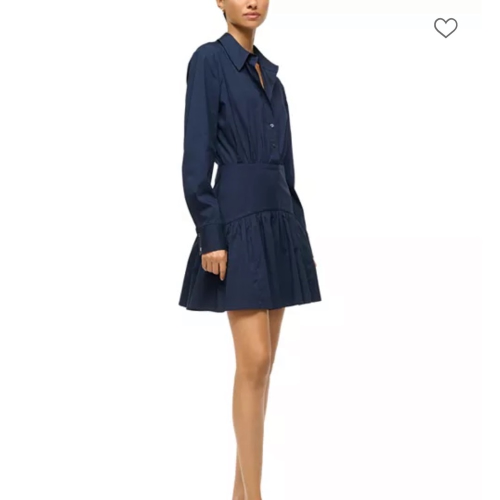 STAUD Elegant Navy Long Sleeve Dress